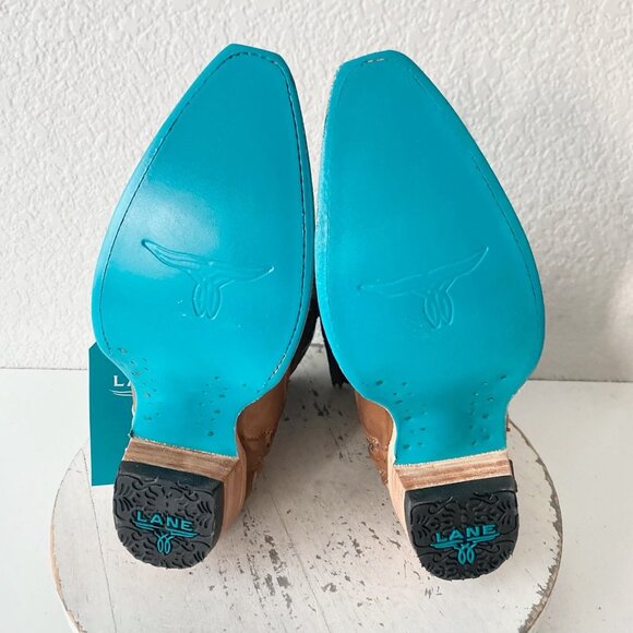 Lane WALK THE LINE Womens Cowboy Bootie 7 Brown Cowgirl Short Boots Pointed Toe - Picture 8 of 11